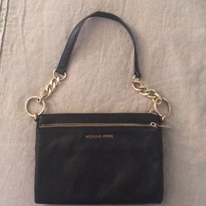 Rectangular shoulder bag w/2 zippered compartments